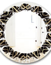 Gold and Black Art Deco Pattern - Modern Round or Oval Wall Mirror - Leaves