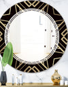 Gold and Black Art Deco Pattern - Modern Round or Oval Wall Mirror - Triple C