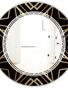 Gold and Black Art Deco Pattern - Modern Round or Oval Wall Mirror - Triple C
