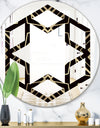 Gold and Black Art Deco Pattern - Modern Round or Oval Wall Mirror - Hexagon Star