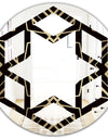 Gold and Black Art Deco Pattern - Modern Round or Oval Wall Mirror - Hexagon Star
