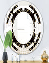 Gold and Black Art Deco Pattern - Modern Round or Oval Wall Mirror - Space