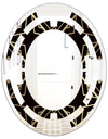Gold and Black Art Deco Pattern - Modern Round or Oval Wall Mirror - Space