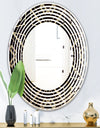Gold and Black Art Deco Pattern - Modern Round or Oval Wall Mirror - Wave