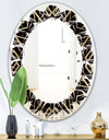 Gold and Black Art Deco Pattern - Modern Round or Oval Wall Mirror - Leaves