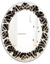 Gold and Black Art Deco Pattern - Modern Round or Oval Wall Mirror - Leaves