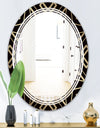 Gold and Black Art Deco Pattern - Modern Round or Oval Wall Mirror - Triple C