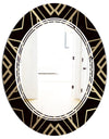 Gold and Black Art Deco Pattern - Modern Round or Oval Wall Mirror - Triple C