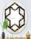 Gold and Black Art Deco Pattern - Modern Round or Oval Wall Mirror - Hexagon Star