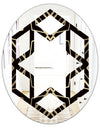 Gold and Black Art Deco Pattern - Modern Round or Oval Wall Mirror - Hexagon Star