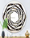 Gold and Black Art Deco Pattern - Modern Round or Oval Wall Mirror - Whirl