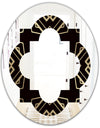 Gold and Black Art Deco Pattern - Modern Round or Oval Wall Mirror - Quatrefoil