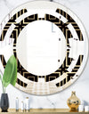 Golden Luxury Metallic Geometrics XII - Modern Round or Oval Wall Mirror - Space