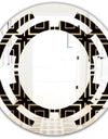 Golden Luxury Metallic Geometrics XII - Modern Round or Oval Wall Mirror - Space