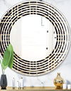 Golden Luxury Metallic Geometrics XII - Modern Round or Oval Wall Mirror - Wave