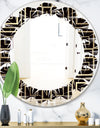 Golden Luxury Metallic Geometrics XII - Modern Round or Oval Wall Mirror - Leaves