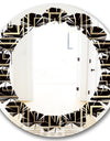 Golden Luxury Metallic Geometrics XII - Modern Round or Oval Wall Mirror - Leaves