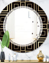 Golden Luxury Metallic Geometrics XII - Modern Round or Oval Wall Mirror - Triple C