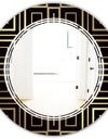 Golden Luxury Metallic Geometrics XII - Modern Round or Oval Wall Mirror - Triple C