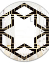Golden Luxury Metallic Geometrics XII - Modern Round or Oval Wall Mirror - Hexagon Star
