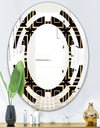 Golden Luxury Metallic Geometrics XII - Modern Round or Oval Wall Mirror - Space