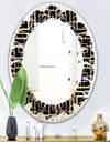 Golden Luxury Metallic Geometrics XII - Modern Round or Oval Wall Mirror - Leaves