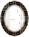 Golden Luxury Metallic Geometrics XII - Modern Round or Oval Wall Mirror - Triple C