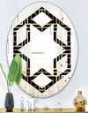 Golden Luxury Metallic Geometrics XII - Modern Round or Oval Wall Mirror - Hexagon Star