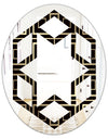Golden Luxury Metallic Geometrics XII - Modern Round or Oval Wall Mirror - Hexagon Star
