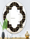 Golden Luxury Metallic Geometrics XII - Modern Round or Oval Wall Mirror - Quatrefoil
