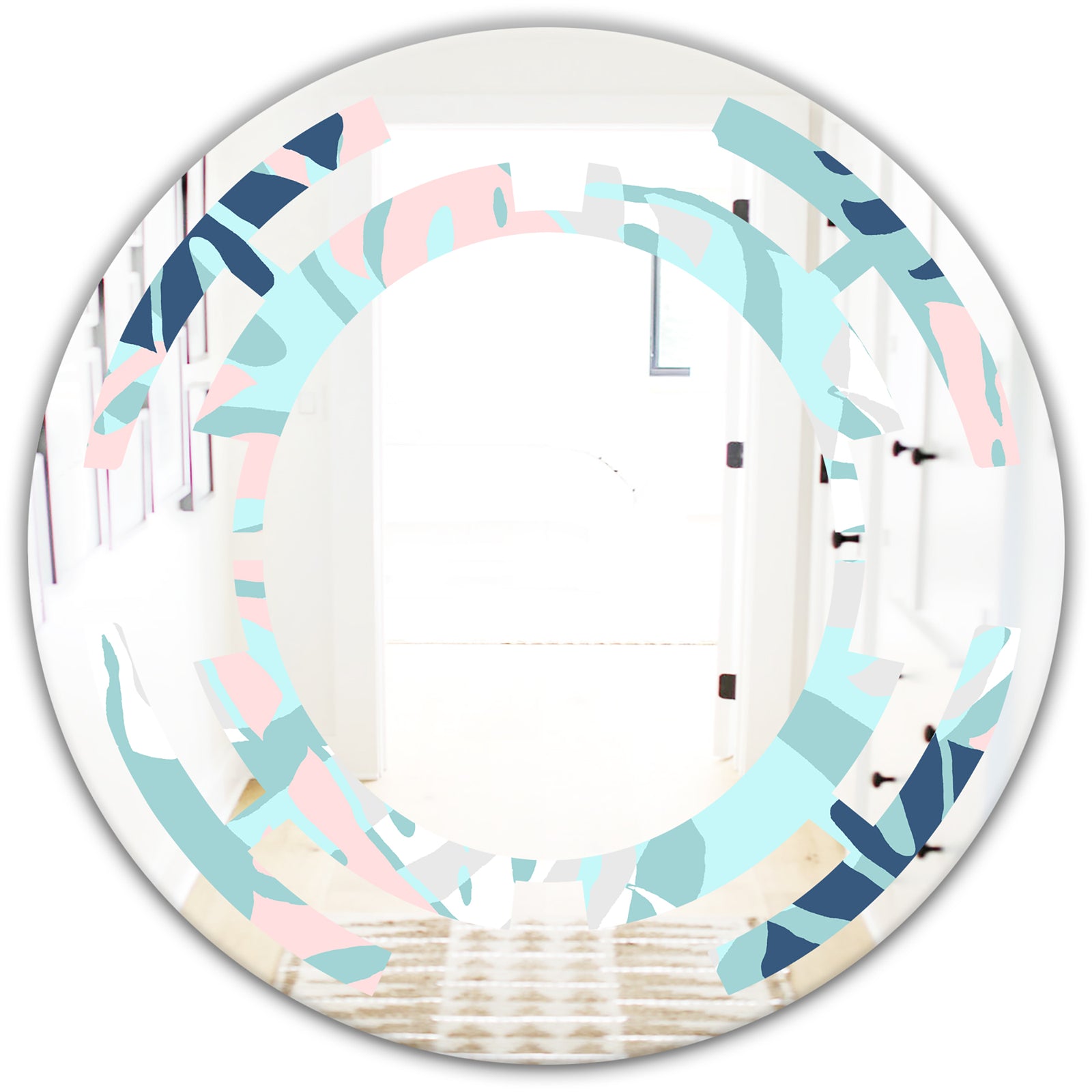 Retro Floral Pattern II - Modern Round or Oval Wall Mirror - Space