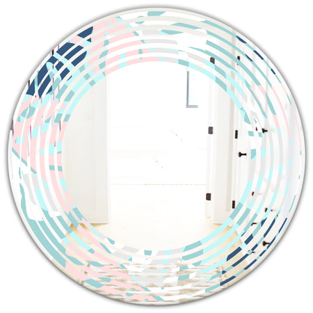 Retro Floral Pattern II - Modern Round or Oval Wall Mirror - Wave