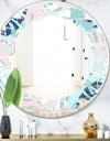 Retro Floral Pattern II - Modern Round or Oval Wall Mirror - Leaves
