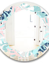 Retro Floral Pattern II - Modern Round or Oval Wall Mirror - Leaves