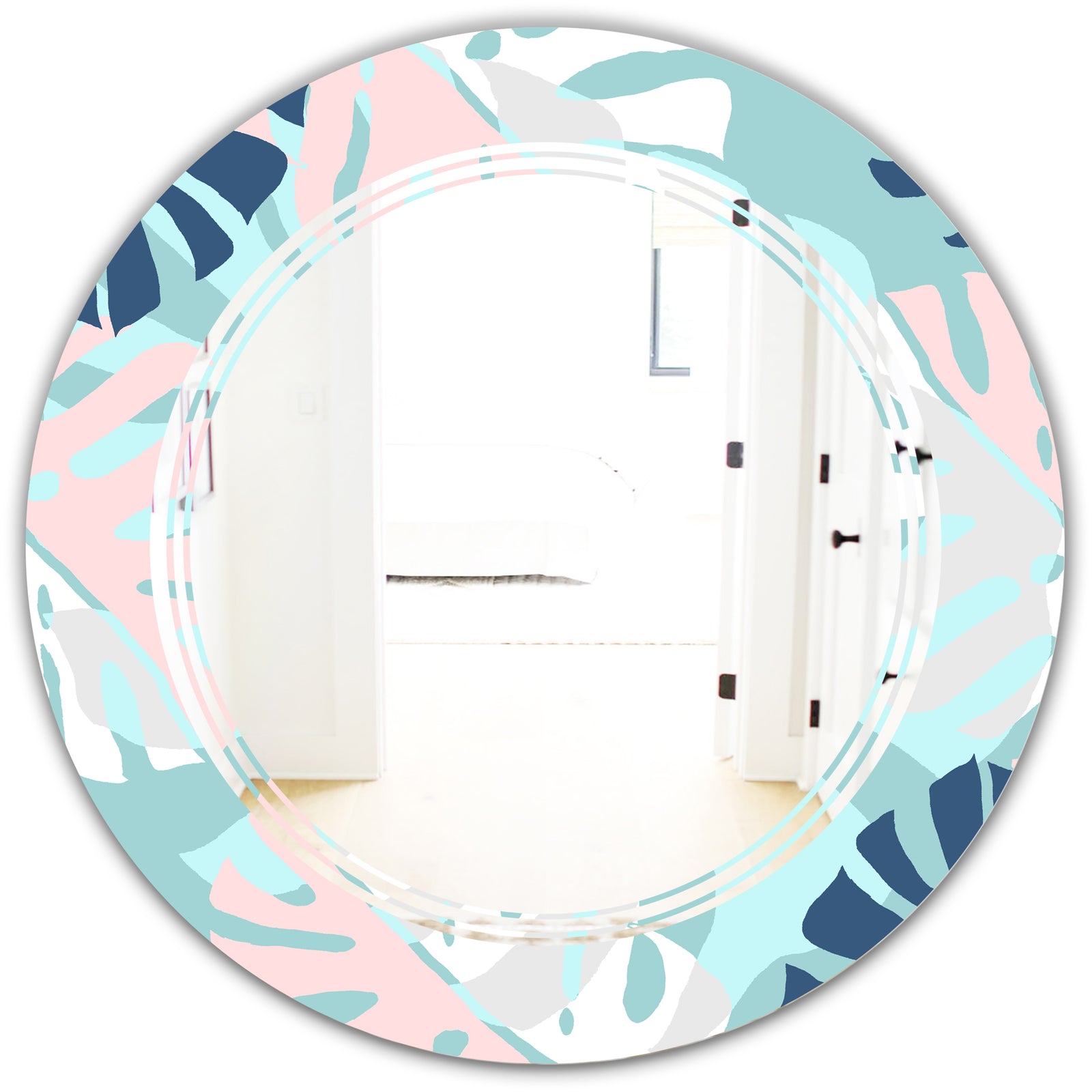 Retro Floral Pattern II - Modern Round or Oval Wall Mirror - Triple C