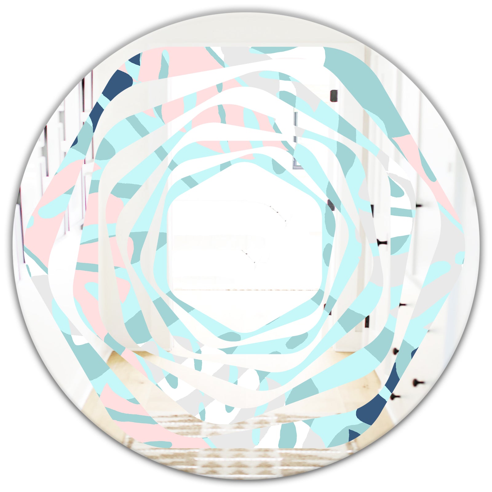 Retro Floral Pattern II - Modern Round or Oval Wall Mirror - Whirl