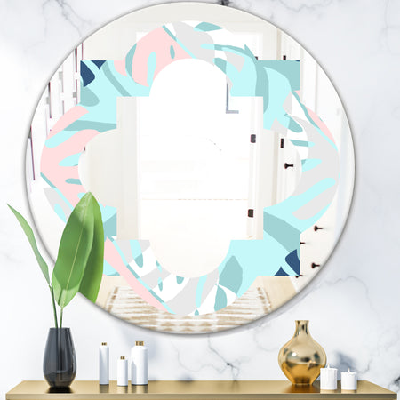Retro Floral Pattern II - Modern Round or Oval Wall Mirror - Quatrefoil