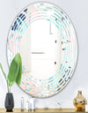 Retro Floral Pattern II - Modern Round or Oval Wall Mirror - Wave