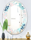 Retro Floral Pattern II - Modern Round or Oval Wall Mirror - Leaves