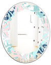 Retro Floral Pattern II - Modern Round or Oval Wall Mirror - Leaves