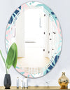 Retro Floral Pattern II - Modern Round or Oval Wall Mirror - Triple C