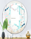 Retro Floral Pattern II - Modern Round or Oval Wall Mirror - Hexagon Star