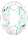 Retro Floral Pattern II - Modern Round or Oval Wall Mirror - Hexagon Star