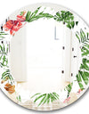 Tropical Botanicals and Flowers II - Modern Round or Oval Wall Mirror - Leaves