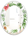 Tropical Botanicals and Flowers II - Modern Round or Oval Wall Mirror - Leaves