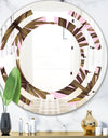 Tropical Leaves On Pink - Modern Round or Oval Wall Mirror - Space