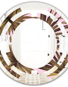 Tropical Leaves On Pink - Modern Round or Oval Wall Mirror - Space