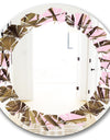 Tropical Leaves On Pink - Modern Round or Oval Wall Mirror - Leaves