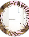 Tropical Leaves On Pink - Modern Round or Oval Wall Mirror - Triple C