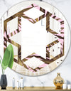 Tropical Leaves On Pink - Modern Round or Oval Wall Mirror - Hexagon Star